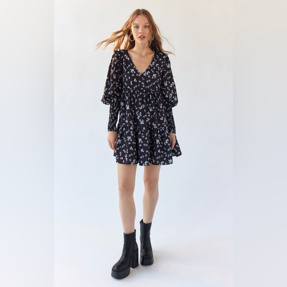 Urban Outfitters Dresses Urban Outfitters Kiss The Sky Floral Puff Sleeve Mini Dress Poshmark